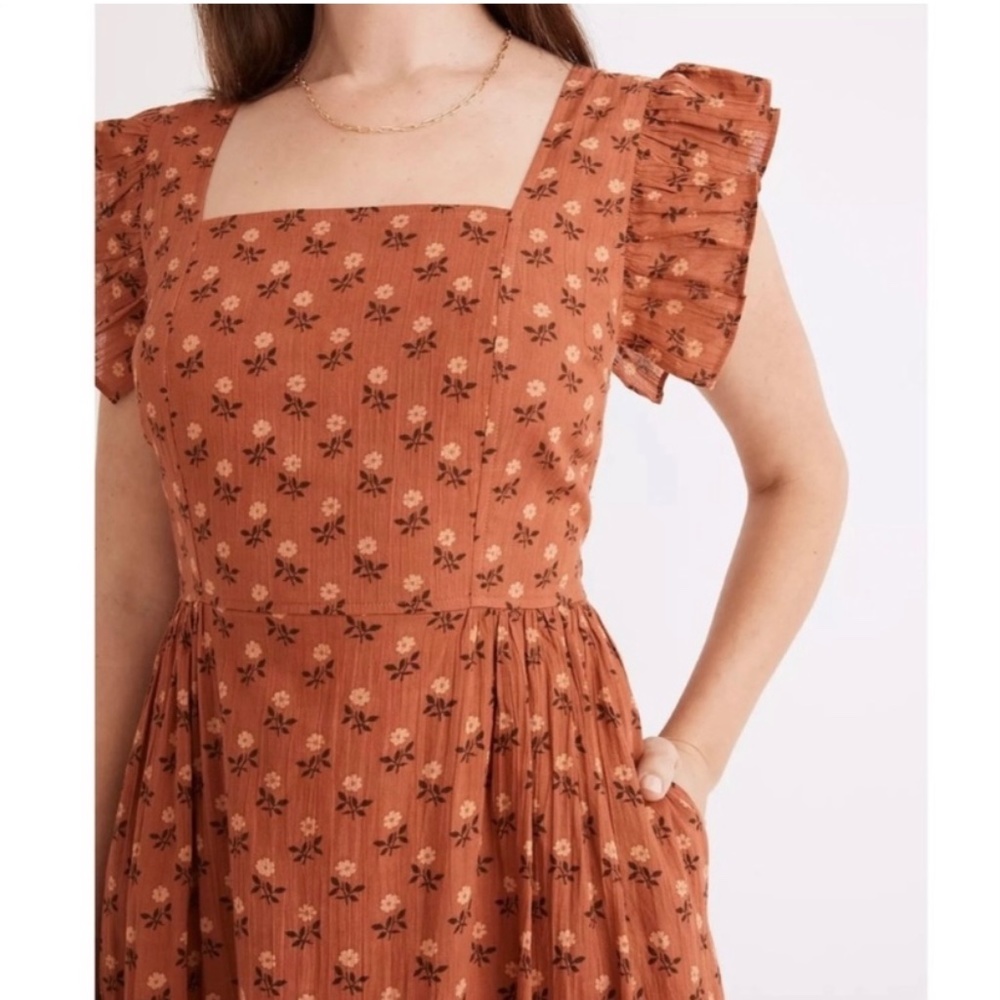 Ruffle-Strap Tiered Midi Dress in Wild Calendula Block-Print